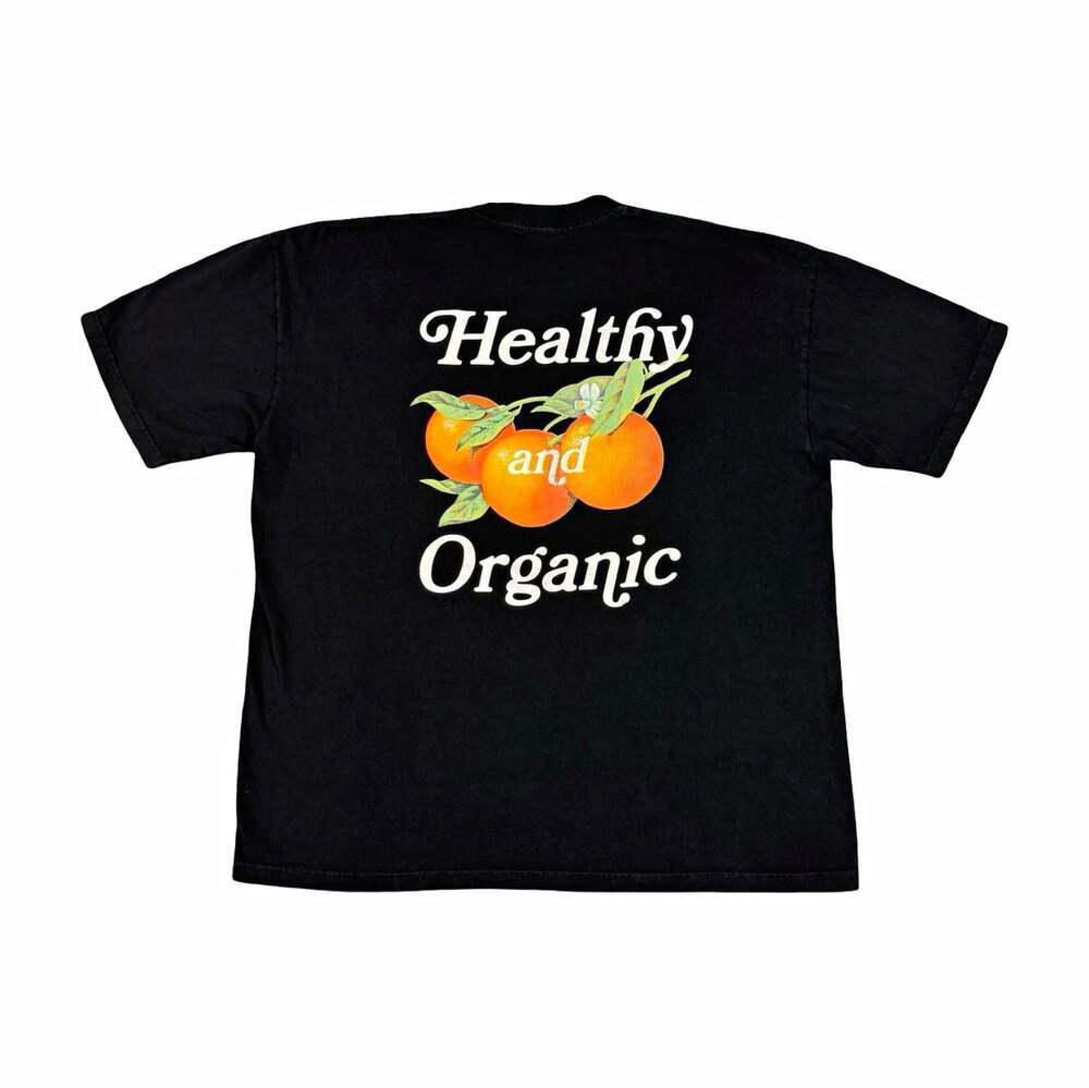 Midnight Organic Black “Healthy and Organic” Oranges Graphic T-Shirt Men’s XXL